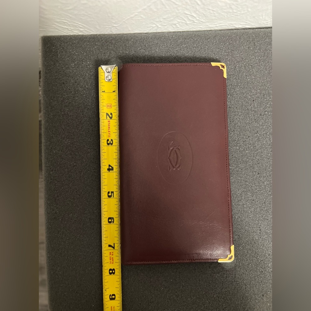 PREOWNED AUTH CARTIER BI-FOLD LONG LEATHER WALLET UNISEX BORDEAUX RED - Picture 11 of 11